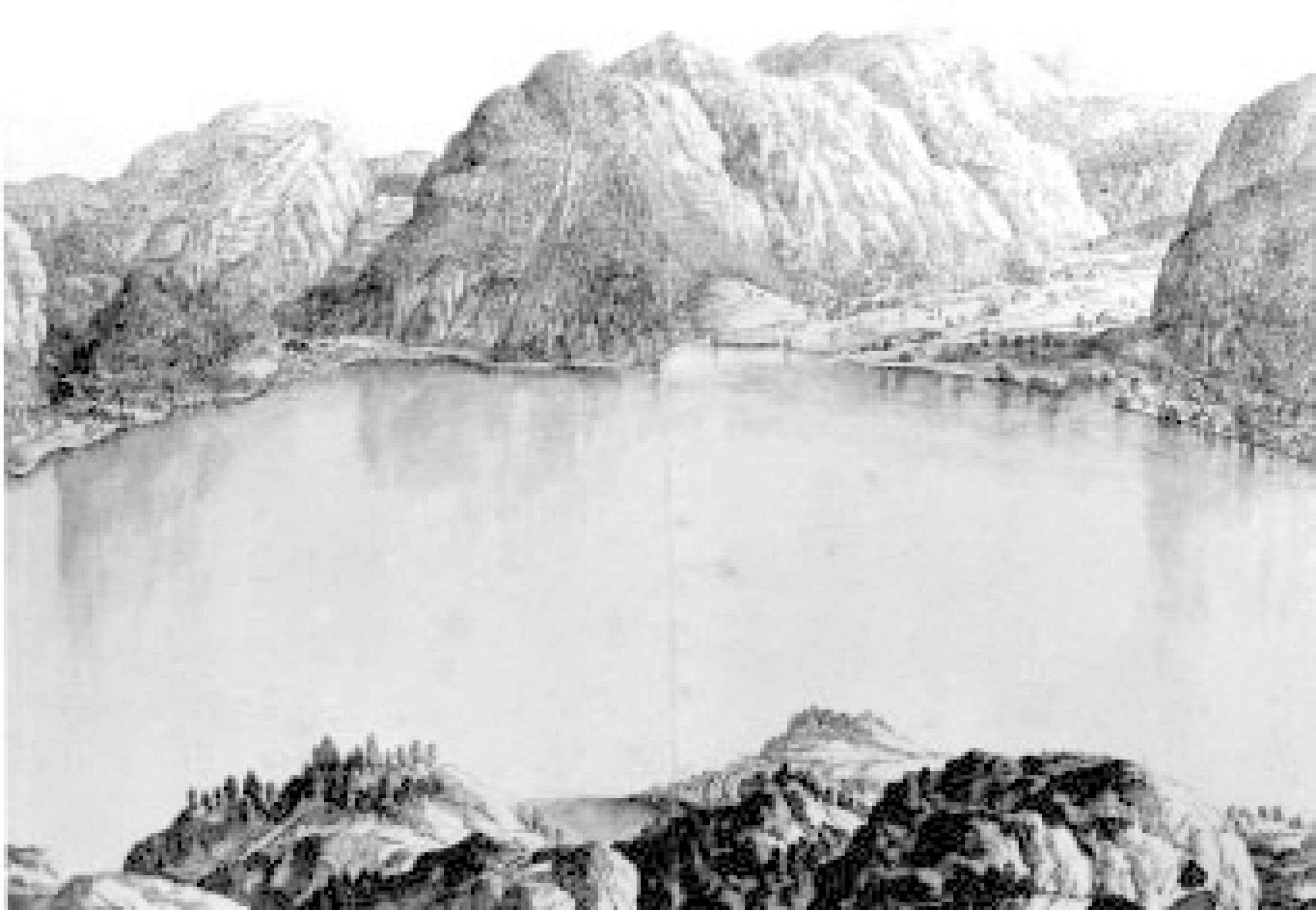 : Die sogenannte Perlohner-Karte aus dem 17. Jahrhundert zeigt das Südufer des Hallstätter Sees mit dem Zugang nach Hallstatt. (Bild: Oberösterreichisches Landesmusuem, Bibliothek OA II 107-43)