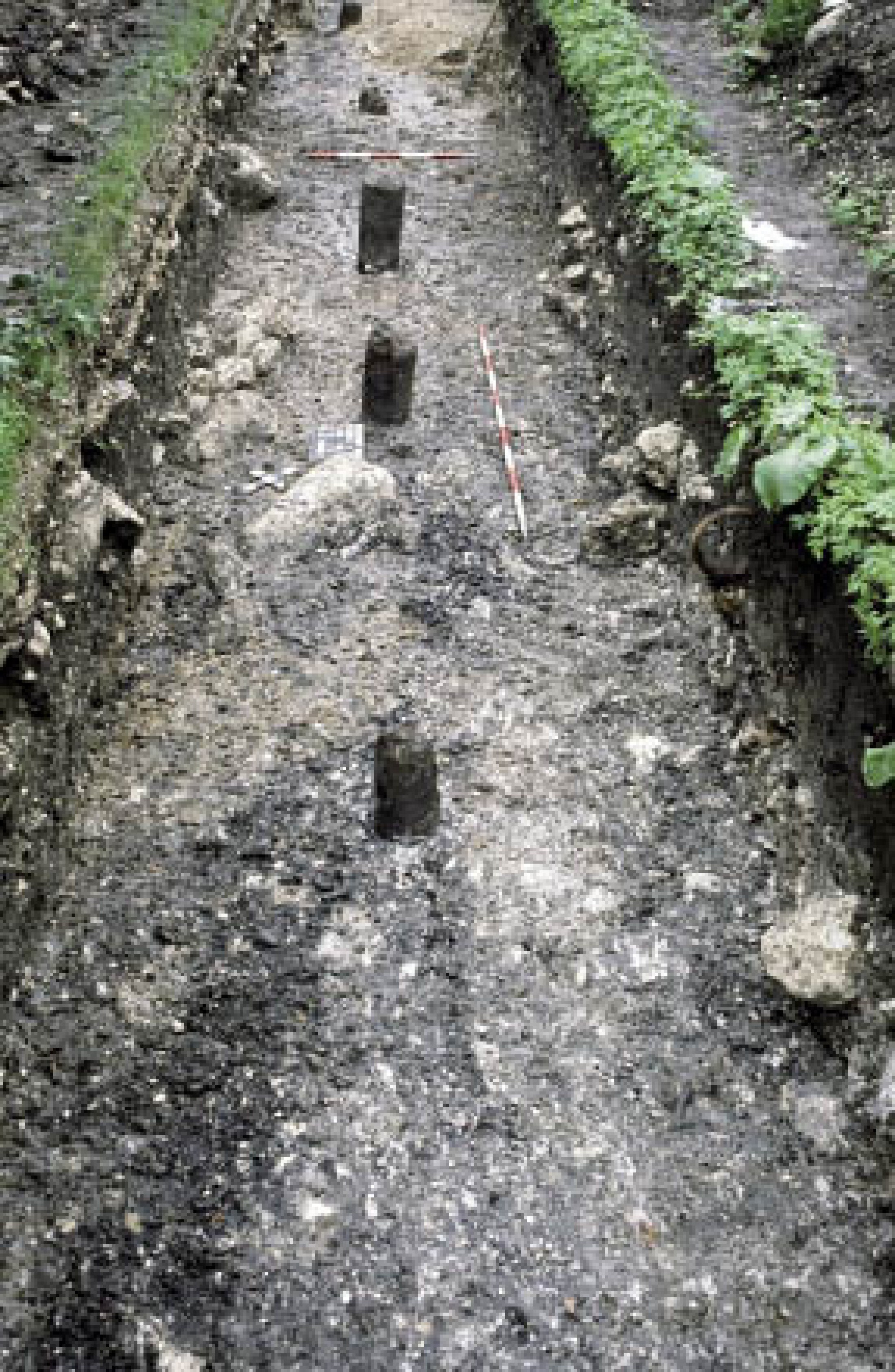 : Der Bau einer Druckrohrleitung im Hallstätter Salzbergtal wurde archäologisch begleitet. Dabei konnten Spuren bronzezeitlicher Besiedlung entdeckt werden.(Foto: A.Kern - NHM Wien)