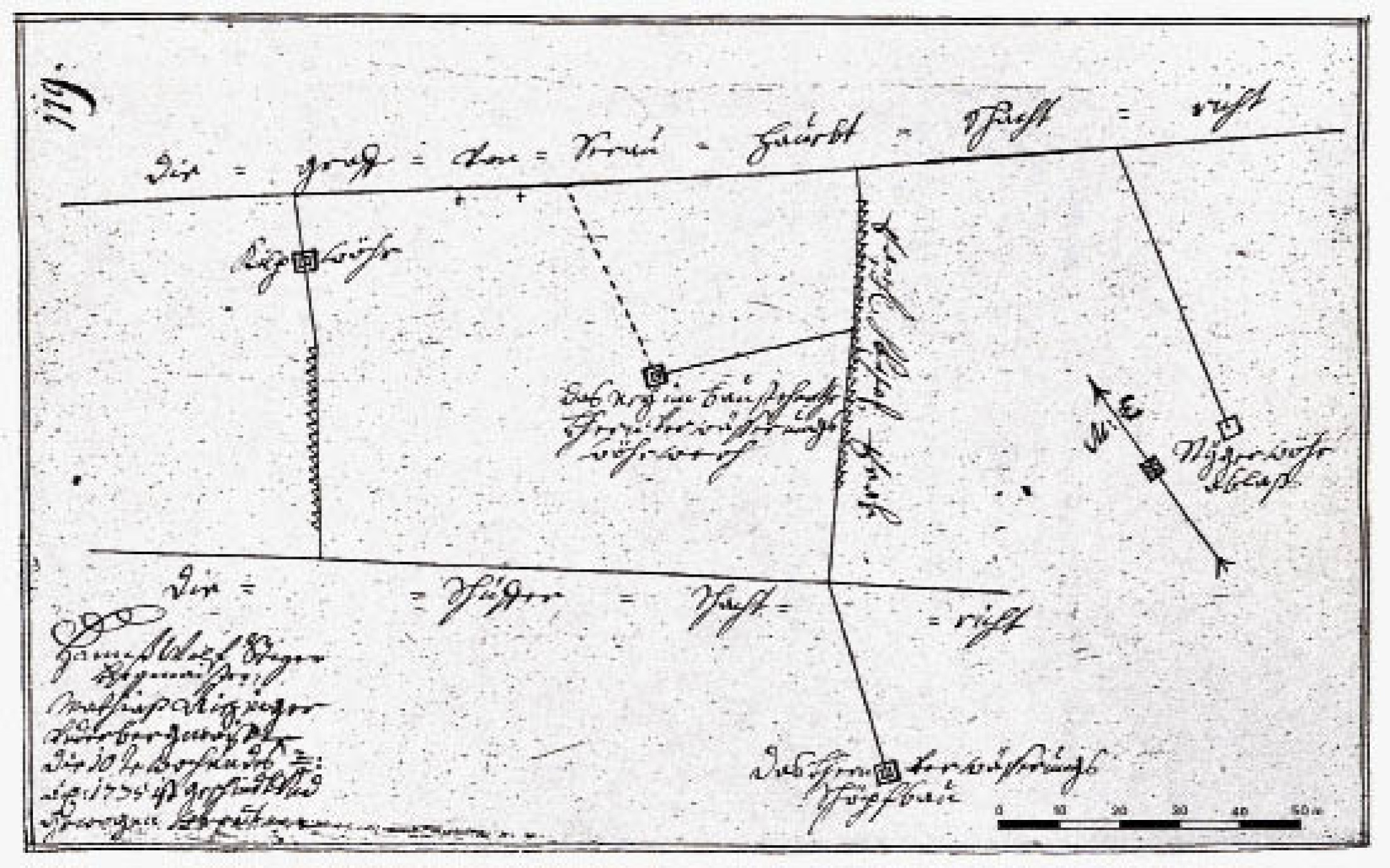 : Schienriss aus dem Jahr 1735, der die Umgebung des Kernverwässerungswerkes darstellt. Ein Schienriss ist eine Darstellung der Vermessung des Grubengebäudes. Der Begriff leitet sich aus dem Wort „schienen“ – einer alten Bezeichnung für vermessen in der Grube – ab. In diesem Visitationsprotokoll von 1748 wird von „einem alten Gebäu“ beim Christian von Tuschwerk berichtet. Alte Dokumente wie diese bergen häufig wichtige Informationen. Der sachkundige Umgang mit historischen Unterlagen sowie das Entziffern der alten Schriften ist das Fachgebiet des Archivars. (Bild: Archiv Salinen Austria AG)