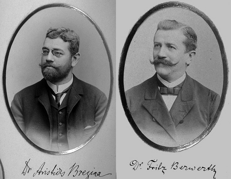 Aristides Brezina (left) and Friedrich Berwerth (right).