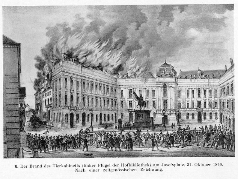 Hofburg-Brand am 31. Oktober 1848, Josefsplatz