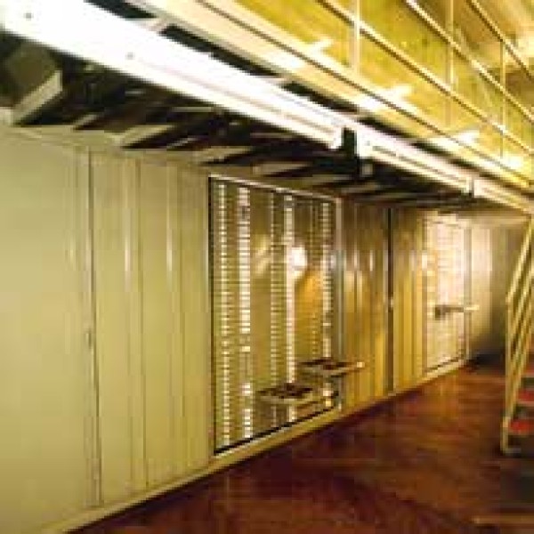 Metal cabinets to store stuffed hides of small to intermediate mammals for research purposes.