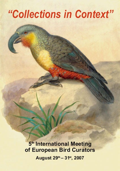 Plakat zur Tagung '5th International Meeting of European Bird Curators' am Naturhistorischen Museum Wien, August 2007.